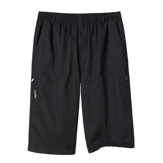 UAMVSH Mens Cargo Shorts Regular Fit Elastic Waist Work Shorts Fashion Below Knee Length Capris with Pockets Big and Tall