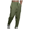 thumbnail image 1 of UAMVSH Mens Cotton Linen Harem Pants Casual Loose Fit Beach Drawstring Elastic Waist Trousers with Pockets Lightweight Summer Fall Pants(LargeArmy Green), 1 of 7