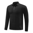 thumbnail image 1 of UAMVSH Mens Long Sleeve Lapel Neck Shirts Stretchy Running Workout Shirts Casual Button down Hiking Athletic Work Pullover Tops(XX-Large,Black), 1 of 5