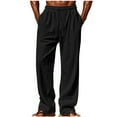 thumbnail image 1 of UAMVSH Mens Summer Beach Pants Loose Fit Lightweight Cotton Pockets Pants Comfy Fall Vacation Travel Lounge Pants with Drawstring(XX-LargeBlack), 1 of 7