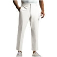 thumbnail image 1 of UAMVSH Mens Vintage Stylish Dress Pants Soft Straight Business Suit Pants with Pockets Plain Button Work Office Trousers(X-Large,White), 1 of 6