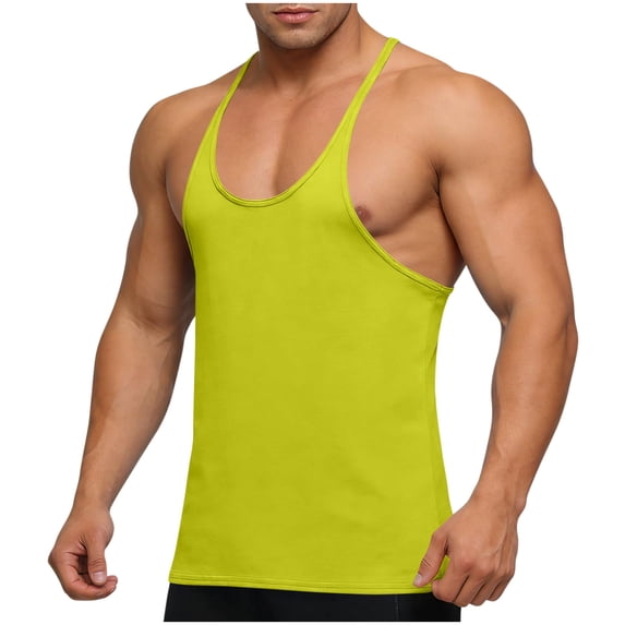 UAMVSH Mens Workout Tank Tops Fitness Sleeveless Muscle Shirts Quick Dry Y-Back Tops Moisture Wicking Breathable Crewneck Tees
