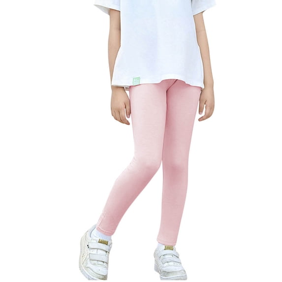 UAMVSH Modal Leggings for Girls Lightweight Fall Winter Basic Lounge Pants Slim Fit Soft Kids Stretchy Tight Thermal Pants(11-12Years,Pink)
