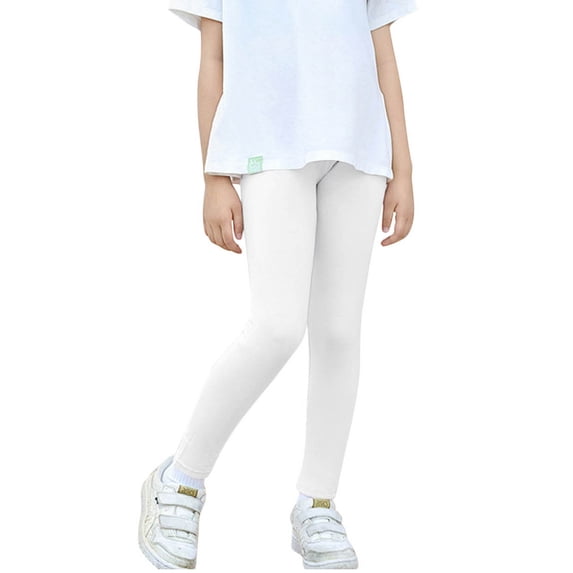 UAMVSH Modal Leggings for Girls Lightweight Fall Winter Basic Lounge Pants Slim Fit Soft Kids Stretchy Tight Thermal Pants(13-14Years,White)