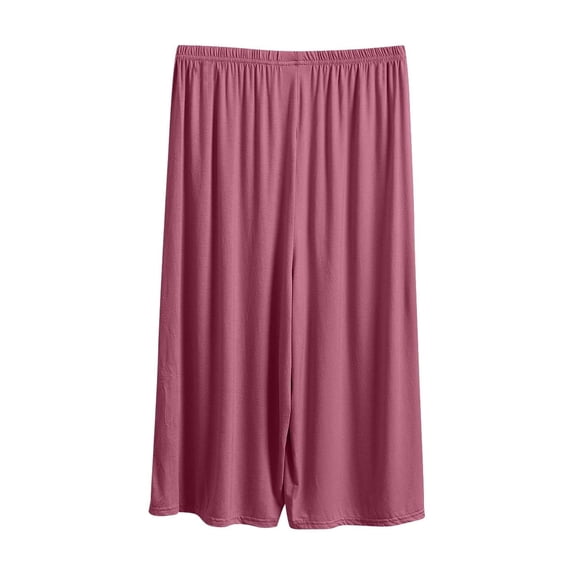 UAMVSH Modal Pajama Capris for Women Slack Palazzo Plus Size Lounge Capri Pants Basic Wide Leg Elastic Waist Summer Sleep Cropped Pants