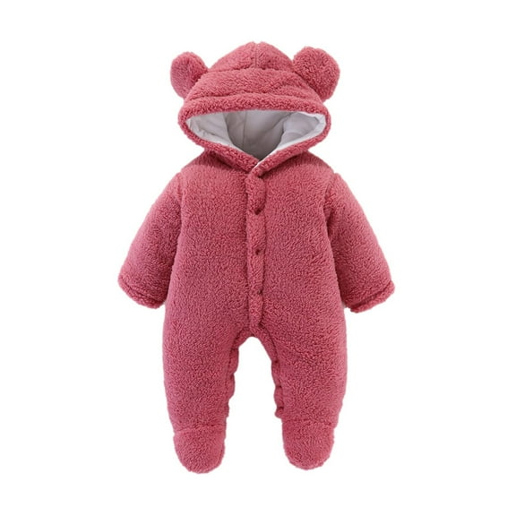 UAMVSH Newborn Baby Boys Girls Snowsuit Fleece Warm Footed Jumpsuit Cute Long Sleeve Hooded Romper Onesie Winter Clothes 0-12Months