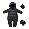 thumbnail image 1 of UAMVSH Newborn Baby Snowsuit Infant Warm Long Sleeve Hooded Jumpsuit Fleece Lined Double Zipper Onesies Gloves Foot Covers Set 0-24M, 1 of 7