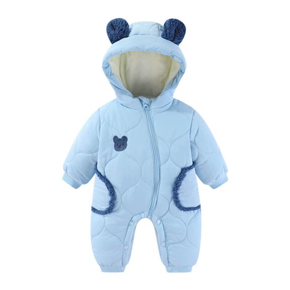 UAMVSH Newborn Baby Snowsuit with Ears Infant Long Sleeve Hooded Romper Jumpsuit Warm Thick Winter Outwear Coats for Boys and Girls