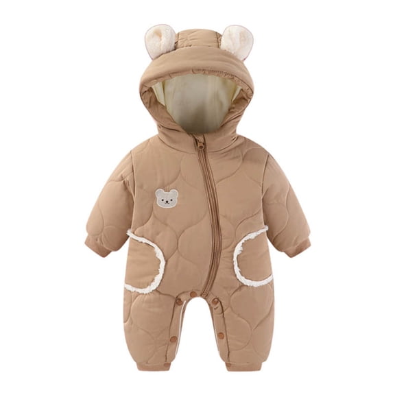 UAMVSH Newborn Baby Snowsuit with Ears Infant Long Sleeve Hooded Romper Jumpsuit Warm Thick Winter Outwear Coats for Boys and Girls