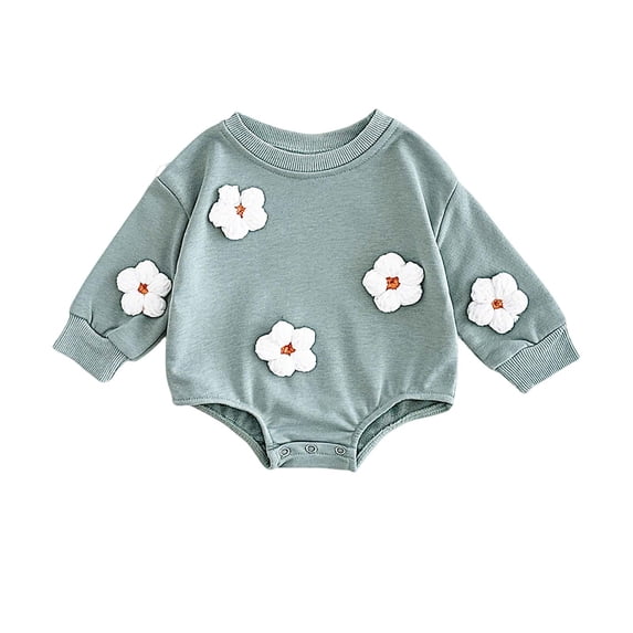 UAMVSH Newborn Girl Clothes Infant Baby Cute Embroidered Romper Jumpsuit Spring Fall Outfits Crewneck Long Sleeve Bodysuit