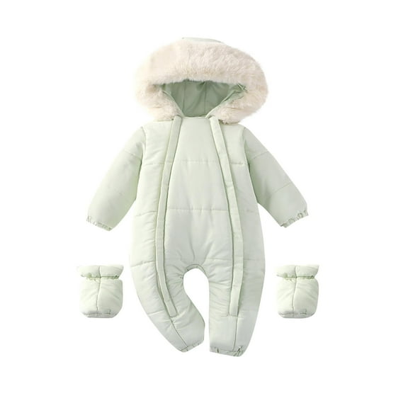 UAMVSH Newborn Winter Clothes Baby Boy Girl Snowsuit with Ears Infant Double Zipper Hooded Jumpsuit Long Sleeve Warm Footed Outwear