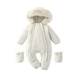 thumbnail image 1 of UAMVSH Newborn Winter Clothes Baby Boy Girl Snowsuit with Ears Infant Double Zipper Hooded Jumpsuit Long Sleeve Warm Footed Outwear, 1 of 6