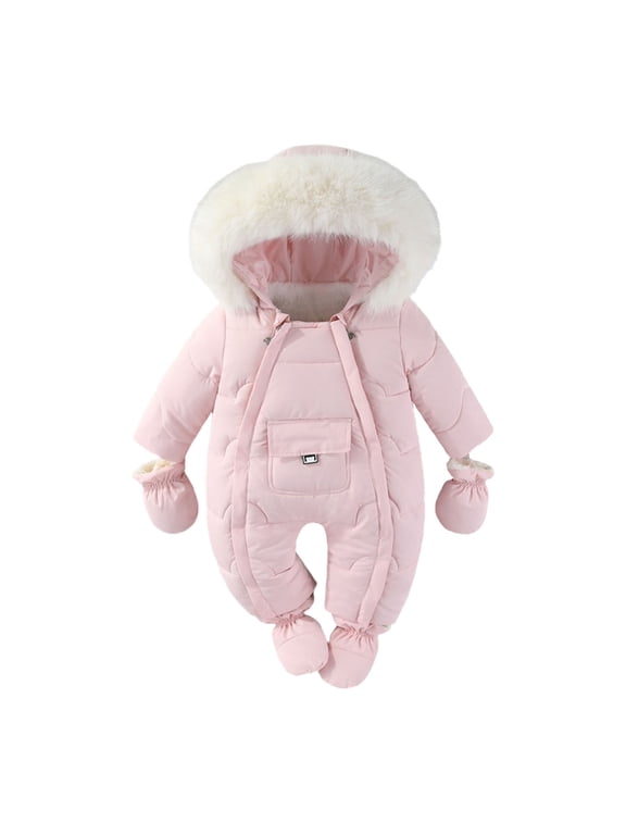Newborn Winter Clothes Baby Snowsuit Infant Long Sleeve Hooded Jumpsuit Romper Fleece Lined Warm Outwear Coat for Boys Girls