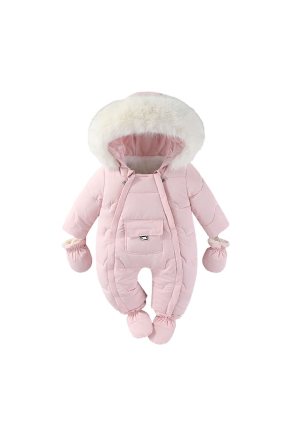 Newborn Winter Clothes Baby Snowsuit Infant Long Sleeve Hooded Jumpsuit Romper Fleece Lined Warm Outwear Coat for Boys Girls