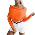 thumbnail image 1 of UAMVSH Off Shoulder Sweaters for Women Elegant Criss Cross Wrap Knitwear Tops Baggy Fall Long Sleeve Party Pullover Sweaters(Free Size,Orange), 1 of 5