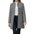 thumbnail image 1 of UAMVSH Overcoat for Women Stand Collar Single Breasted Winter Coats Dressy Casual Elegant Long Sleeve Warm Outwear, 1 of 7