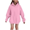 thumbnail image 1 of UAMVSH Oversized Boys Girls Hoodie Baggy Fleece Basic Pullover Tops Comfy Unisex Drop Shoulder Fall Hooded Sweatshirts with Pockets(9-10Years,Pink), 1 of 7