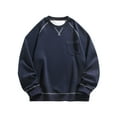 thumbnail image 1 of UAMVSH Oversized Cotton Long Sleeve Sweatshirts for Men Plus Size Casual Crew Neck Athletic Pullover Tops with Chest Pockets(5X-Large,Navy), 1 of 7