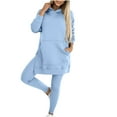 thumbnail image 1 of UAMVSH Oversized Hoodie Outfits for Women Loose Fit Long Sleeve Side Slit Hooded Sweatsuits Sets with Leggings Soft Pockets Athletic Sweatshirts(LargeBlue), 1 of 7