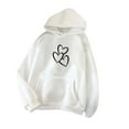 thumbnail image 1 of UAMVSH Oversized Hoodie for Women Cute Valentine's Day Heart Printed Hooded Pullover with Pockets Basic Long Sleeve Sweatshirts(XX-Large,White), 1 of 3