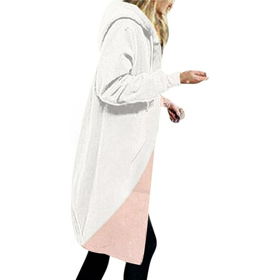 UAMVSH Oversized Hoodies for Women Loose Fit Printed Full Zip up Knee Length Sweatshirts Coats Casual Long Sleeve Hooded Jackets with Pockets(Medium,Orange 1)