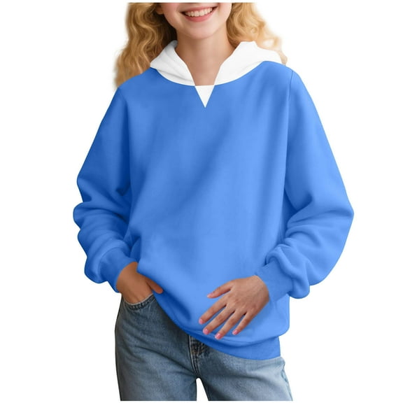 UAMVSH Oversized Hoodies for Girls and Boys Cute Kids Long Sleeve Sweatshirts Casual Comfy Hooded Pullover Tops with Pockets(7-8 Years,Dark Blue)