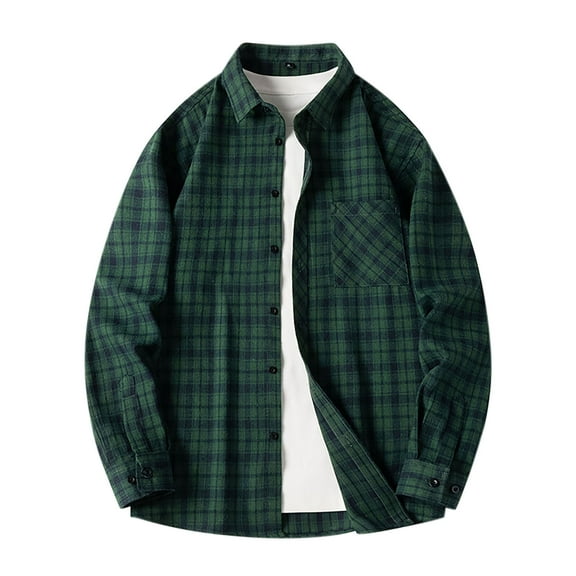 UAMVSH Oversized Long Sleeve Shirts for Men Plus Size Fashion Printed Button down Dress Tops with Chest Pockets Lapel Vacation Clothes(4X-Large,Green 1)