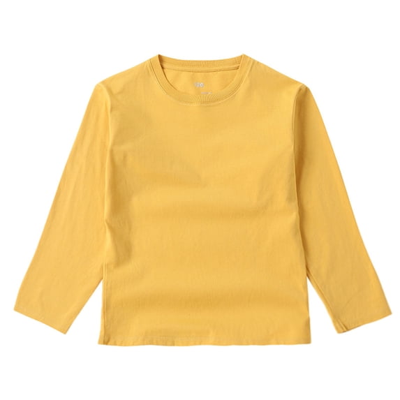 UAMVSH Oversized Shirts for Kids Basic Solid Color Long Sleeve Fall Pullover Tops Loose Fit Lightweight Layering Shirts(2-3 Years,Yellow)