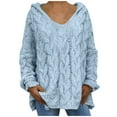 thumbnail image 1 of UAMVSH Oversized Sweaters for Women Loose Fit Fall Winter Cable Knitted Sweater Hoodie Soft Long Sleeve Trendy Hooded Pullover Tops(X-Large,Light blue 1), 1 of 6