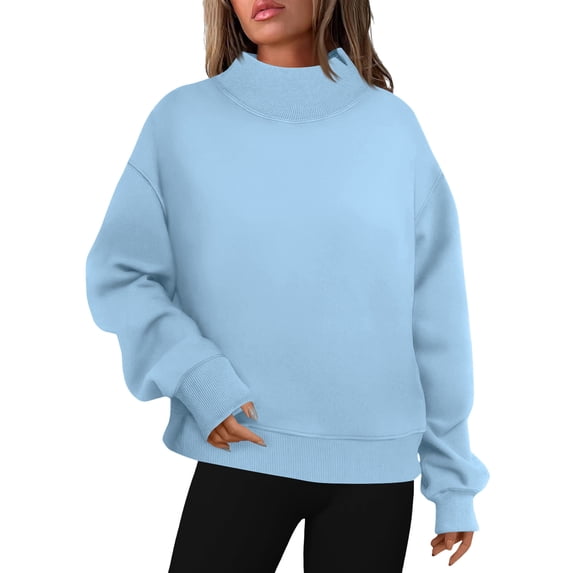 UAMVSH Oversized Sweatshirt for Women Mock Neck Long Sleeve Shirts Comfy Casual Drop Shoulder Pullover Tops Fall Fashion Outfits