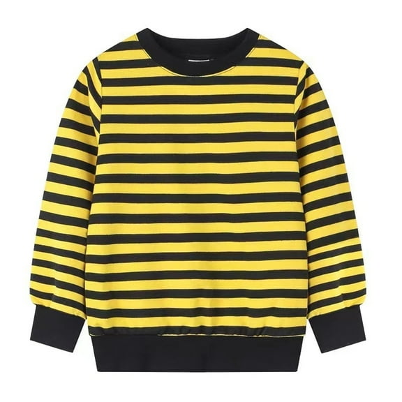 UAMVSH Oversized Sweatshirts for Girls Boys Casual Loose Fit Crew Neck Striped Pullover Tops Soft Kids Long Sleeve Printed Shirts(11-12 Years,Yellow)