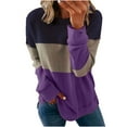 thumbnail image 1 of UAMVSH Oversized Sweatshirts for Women Casual Long Sleeve Crew Neck Pullover Tops Loose Fit Color Block Trendy Fall Shirts(X-Large,Purple), 1 of 5