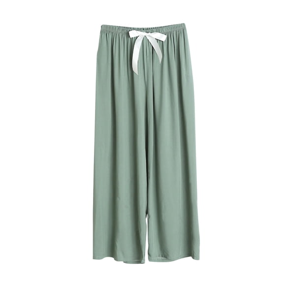 UAMVSH Pajama Pants for Women Baggy Summer Lightweight Wide Leg Sleep Pants with Pockets Basic Elastic Waist Drawstring Pj Loungewear(Medium,Green)