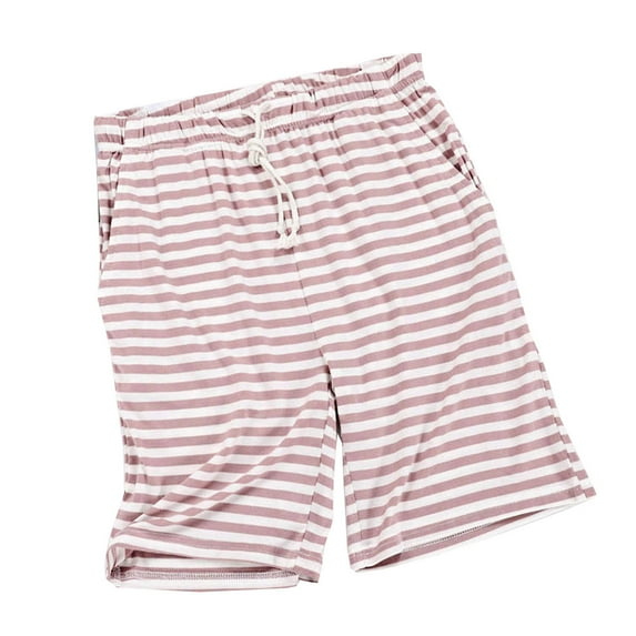 UAMVSH Pajama Shorts for Women Modal Stripe Printed Drawstring Lounge Shorts Soft Elastic Waist Pockets Sleep Bottoms