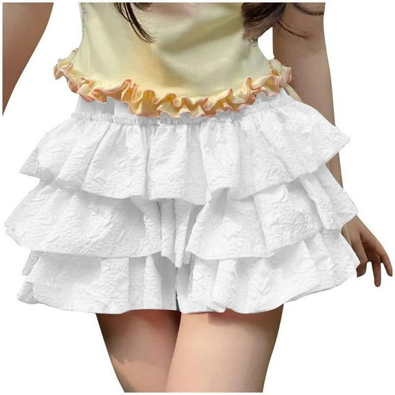 UAMVSH Pajama Skorts for Women Soft Summer Layered Bloomer Flowy Sleep Shorts Lightweight Ruffle Elastic Waist Lounge Pj Bottoms