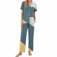 thumbnail image 1 of UAMVSH Pajamas Set for Women Short Sleeve Sleepwear Soft Button down Shirt with Long Pants Pj Lounge Sets, 1 of 6