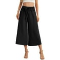 thumbnail image 1 of UAMVSH Palazzo Capri Pants for Women Baggy Summer Beach Vacation Tie Knot Wide Leg Cropped Pants Slack High Waist Casual Flowy Capris, 1 of 4