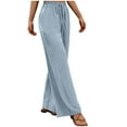thumbnail image 1 of UAMVSH Palazzo Pants for Women Casual Loose High Waist Boho Wide Leg Beach Trousers Trendy Lounge Pant with Pockets, 1 of 4