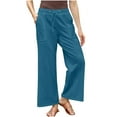 thumbnail image 1 of UAMVSH Palazzo Pants for Women Plus Size Cotton Linen Beach Vacation Pants with Pockets Basic Elastic Waist Drawstring Long Pants for Summer, 1 of 6