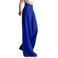 thumbnail image 1 of UAMVSH Palazzo Pants for Women Slack Front Pleated Work Dress Pants with Pockets Soft Oversized Office Business Lounge Trousers(Medium,Blue), 1 of 6