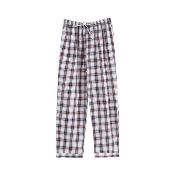 UAMVSH Plaid Pajama Pants for Men Comfy Cotton Wide Leg Loungewear Pants with Pockets Classic Printed Graphic Sleep Pants(X-Large,Brown 2)