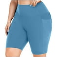thumbnail image 1 of UAMVSH Plus Size Biker Shorts with Pockets for Women Elastic High Waisted Workout Yoga Shorts Casual Slim Fit Gym Shorts, 1 of 7