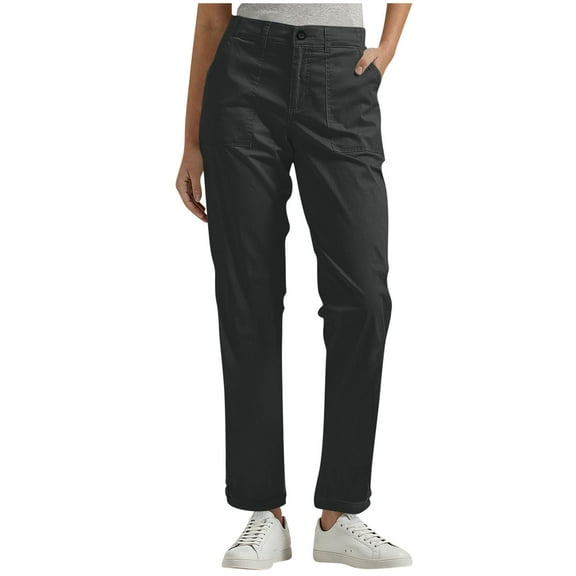 UAMVSH Plus Size Cargo Pants for Women Soft Tapered Office Dress Pants with Pockets High Waist Casual Vacation Work Chino Pants(Medium,Black)