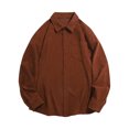 thumbnail image 1 of UAMVSH Plus Size Corduroy Shirts for Men Fall Winter Collared Dressy T-Shirts Warm Comfy Long Sleeve Button down Basic Tops with Pockets(4X-Large,Coffee), 1 of 5