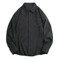 thumbnail image 1 of UAMVSH Plus Size Corduroy Shirts for Men Fall Winter Collared Dressy T-Shirts Warm Comfy Long Sleeve Button down Basic Tops with Pockets(Large,Gray), 1 of 3