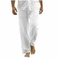 thumbnail image 1 of UAMVSH Plus Size Cotton Linen Pants for Men Soft Lightweight Wide Leg Beach Pants Casual Drawstring Vacation Travel Pants with Pockets(X-LargeWhite), 1 of 6