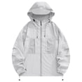 thumbnail image 1 of UAMVSH Plus Size Hooded Raincoats for Women Lightweight Breathable Windbreaker Hoodie with Pockets Full Zip up Waterproof Rain Jackets(XX-Large,Gray), 1 of 6