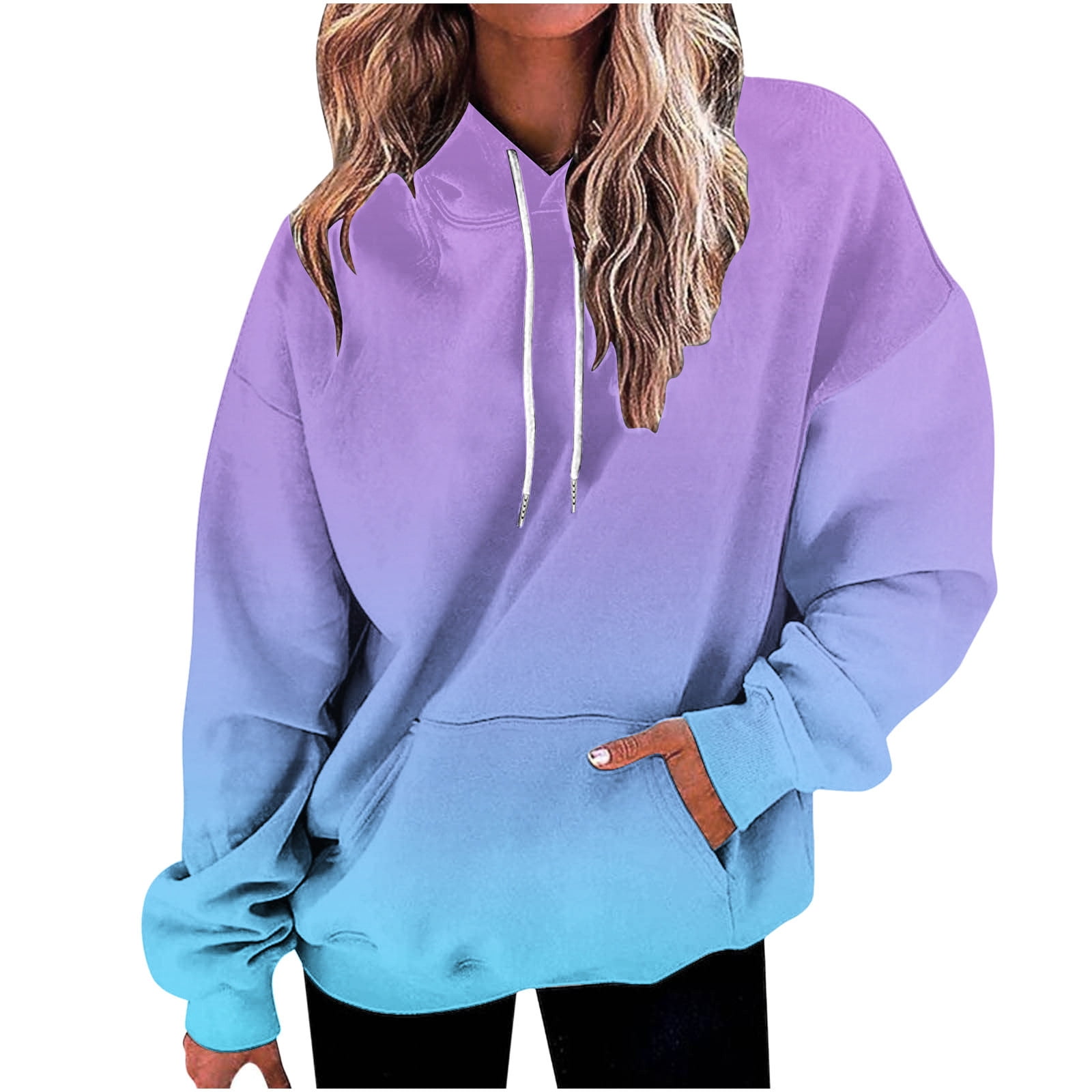 Plus Size Striped Long Sleeve Hoodie main image 1