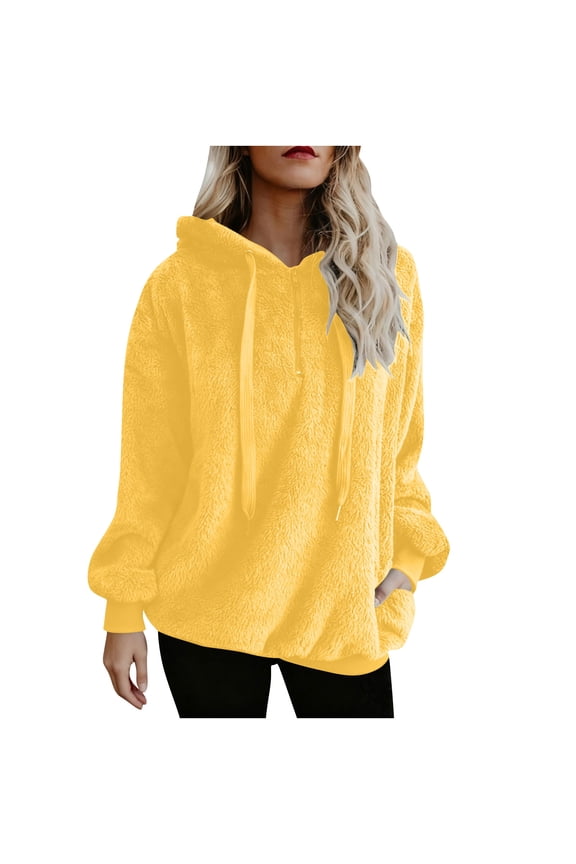 Plus Size Hoodies for Women Fleece Sherpa Quarter Zip Pullover Tops Comfy Soft Fuzzy Long Sleeve Tops with Pockets for Cold Winter