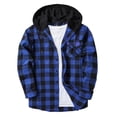 thumbnail image 1 of UAMVSH Plus Size Jackets for Women Button Down Plaid Shirts Shacket Oversized Casual Drawstring Long Sleeve Hooded Tops with Pocket, 1 of 6
